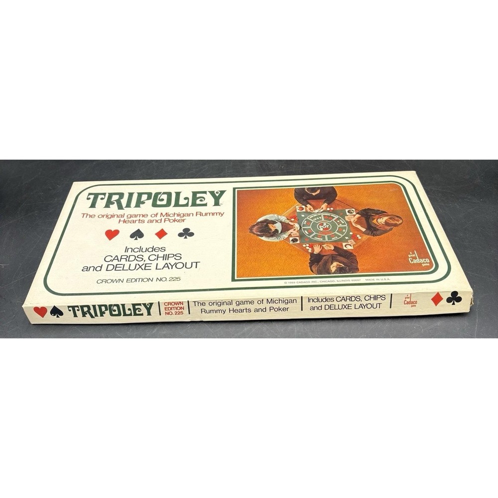 Vintage Tripoley Game 1969 Deluxe Layout Crown Edition No. 225 Card Chips Cadaco